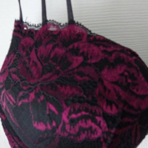 La Sensa Hello Sugar Women's Padded Underwire Push-up Bra 36C Black Red Lace - Picture 4 of 9